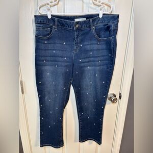 Dark wash  jeans with rhinestone embellishments -size 18W. NWT